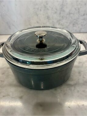 Staub Round Dutch Oven with Glass Lid - gray